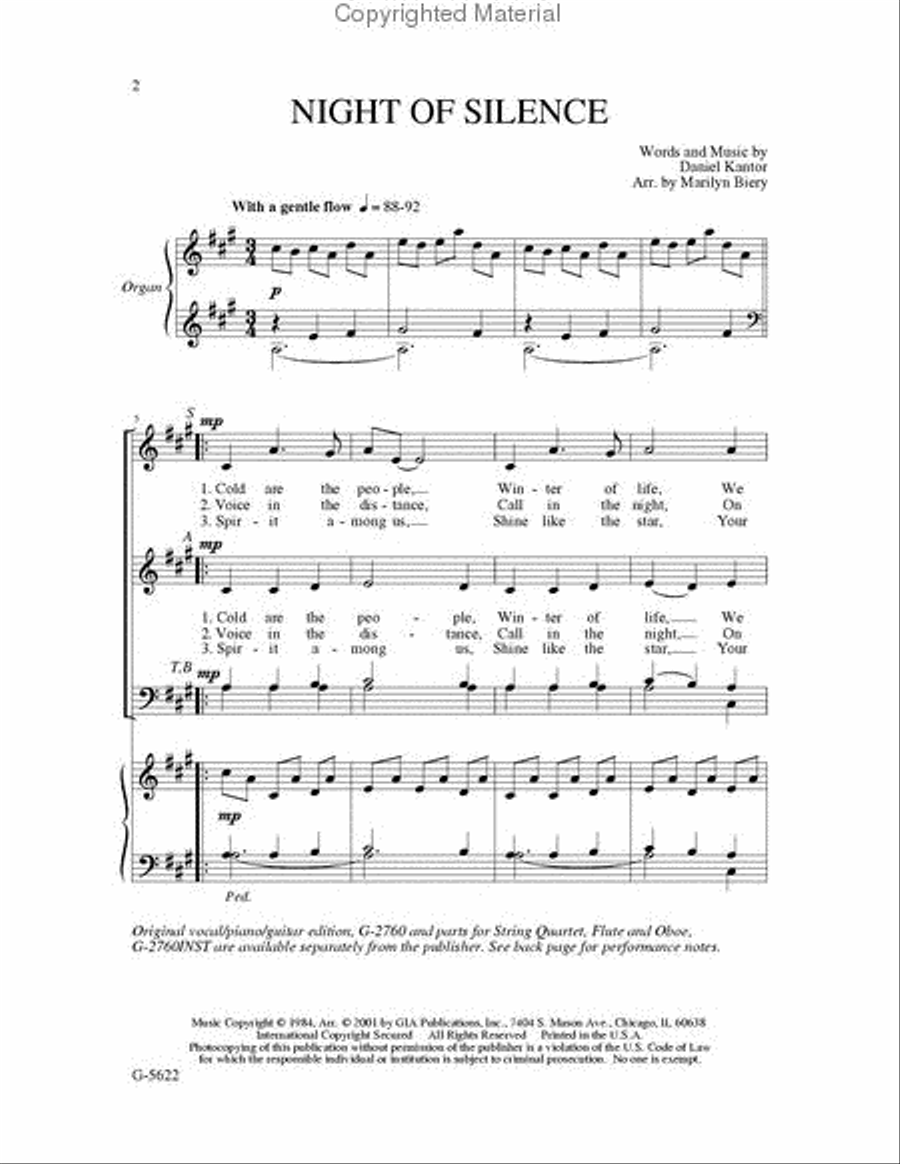 Night of Silence - SATB edition 4-Part scores gallery preview page 2