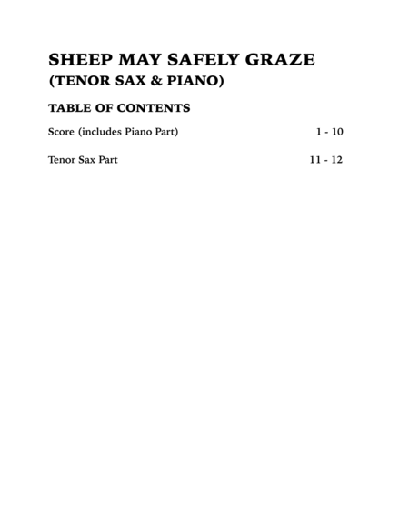 Sheep May Safely Graze (Bach): Tenor Sax and Piano image number null