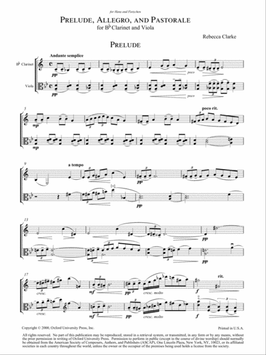 Prelude, Allegro, and Pastorale Clarinet scores gallery preview page 2