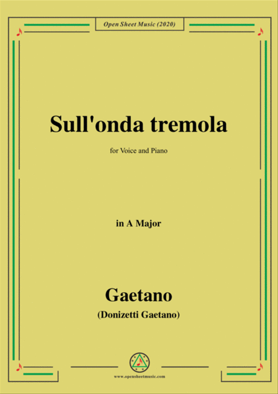 Donizetti-Sull'onda tremola,in A Major,for Voice and Piano Voice Solo scores gallery preview page 1