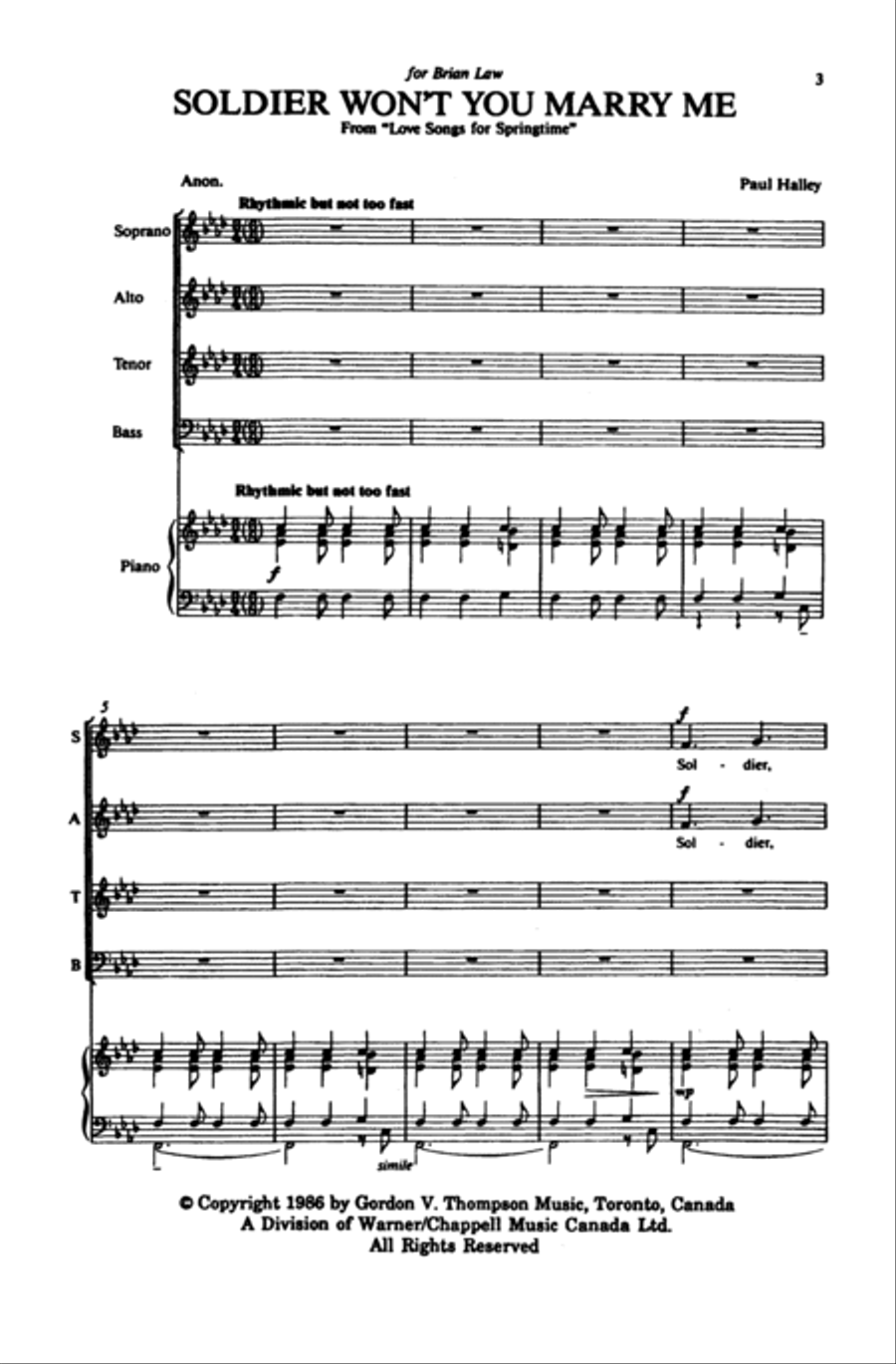 Soldier, Won't You Marry Me? 4-Part scores gallery preview page 2
