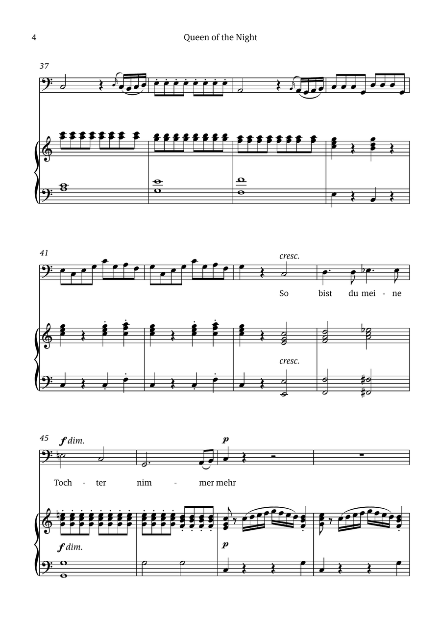 Queen of the Night (aria) - for BASS in A minor Chamber Music scores gallery preview page 4