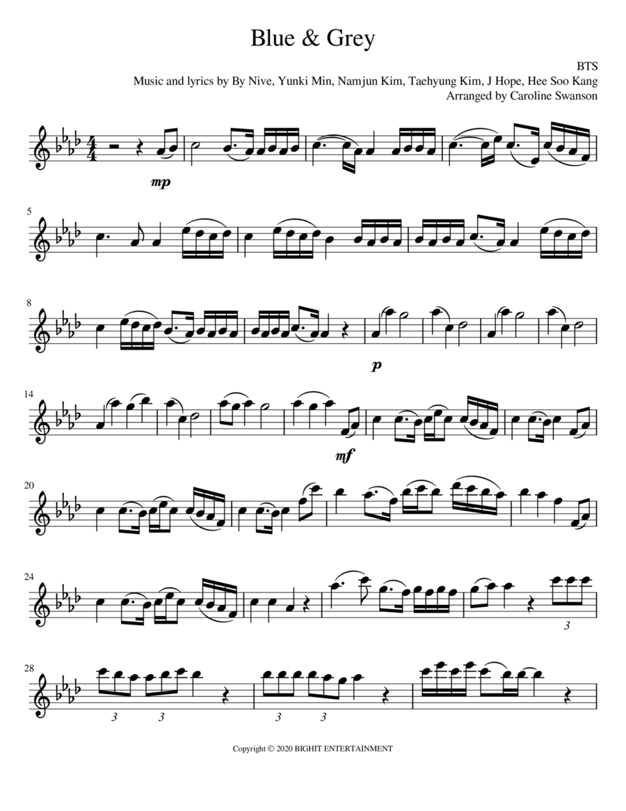 Blue & Grey Blue & Grey Violin Solo scores gallery preview page 1