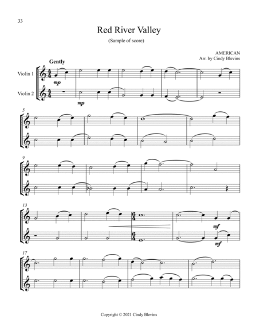 12 Favorite Folk Songs, Violin Duets String Duet scores gallery preview page 4