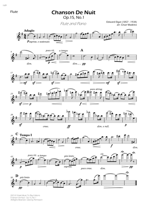 Chanson De Nuit, Op.15 No.1 - Flute and Piano (Individual Parts)