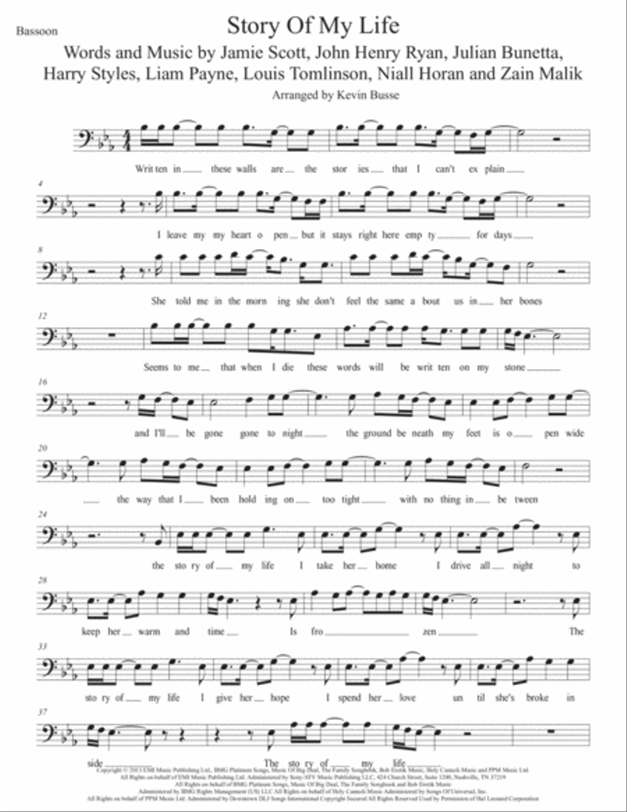 Story Of My Life Story Of My Life Bassoon Solo scores gallery preview page 1