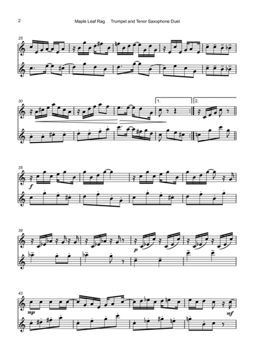 Maple Leaf Rag, by Scott Joplin, Trumpet and Tenor Saxophone Duet