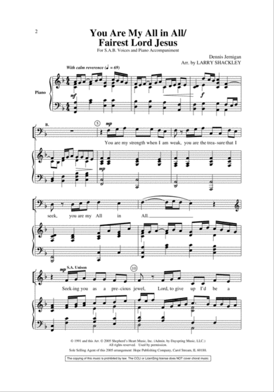 You Are My All in All/Fairest Lord Jesus 3-Part scores gallery preview page 2