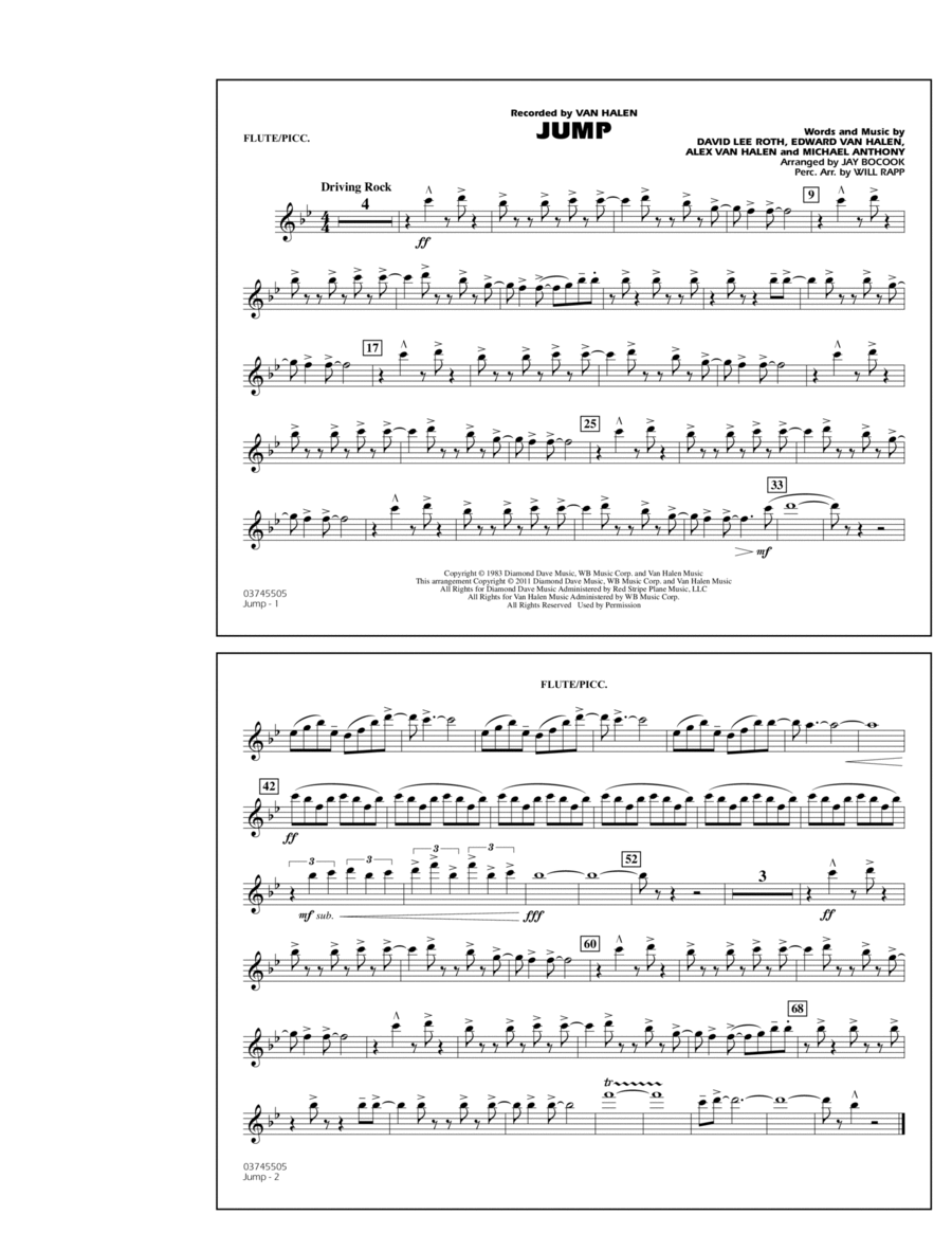Jump - Flute/Piccolo Marching Band scores gallery preview page 1
