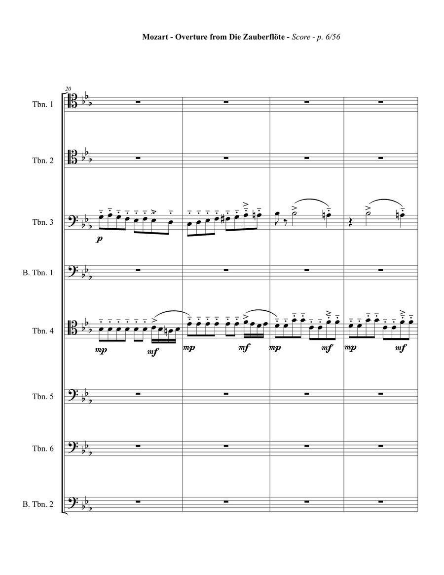 Overture to the Magic Flute for Trombone Octet Large Ensemble scores gallery preview page 6