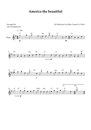 America The Beautiful - Flute solo (+ CHORDS)