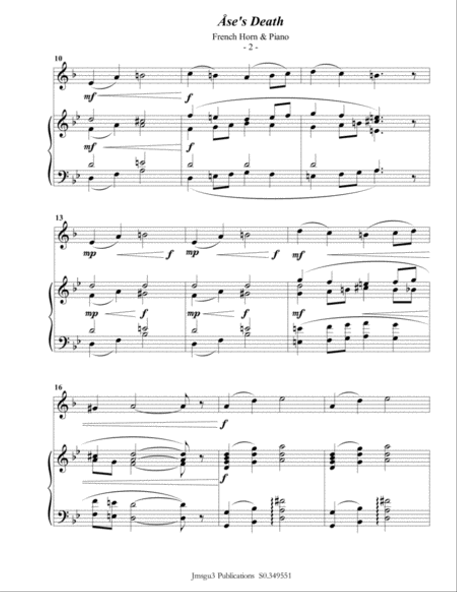 Grieg: Ase's Death from Peer Gynt Suite for French Horn & Piano Horn scores gallery preview page 3