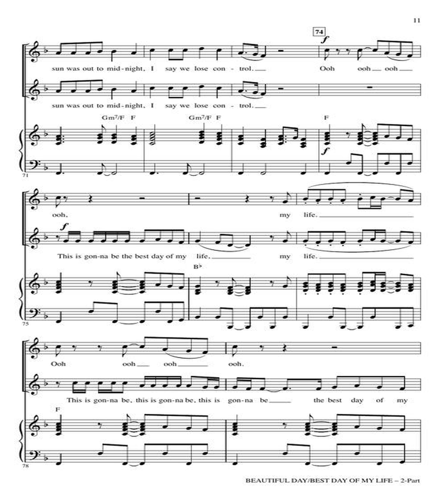 Beautiful Day/Best Day of My Life (Medley) 2-Part scores gallery preview page 6