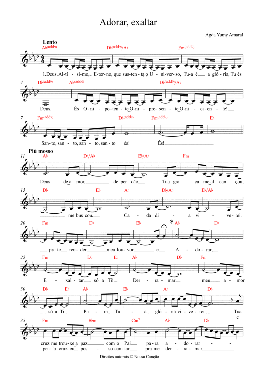 Adorar, exaltar Adorar, exaltar Piano scores gallery preview page 1