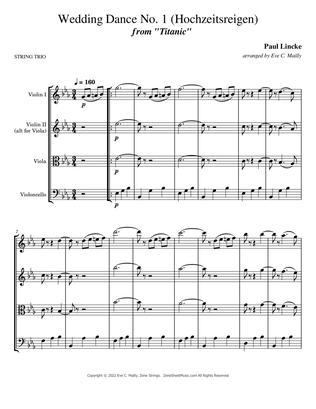 Wedding Dance No. 1 (Hochzeitsreigen) from "Titanic" - String Trio