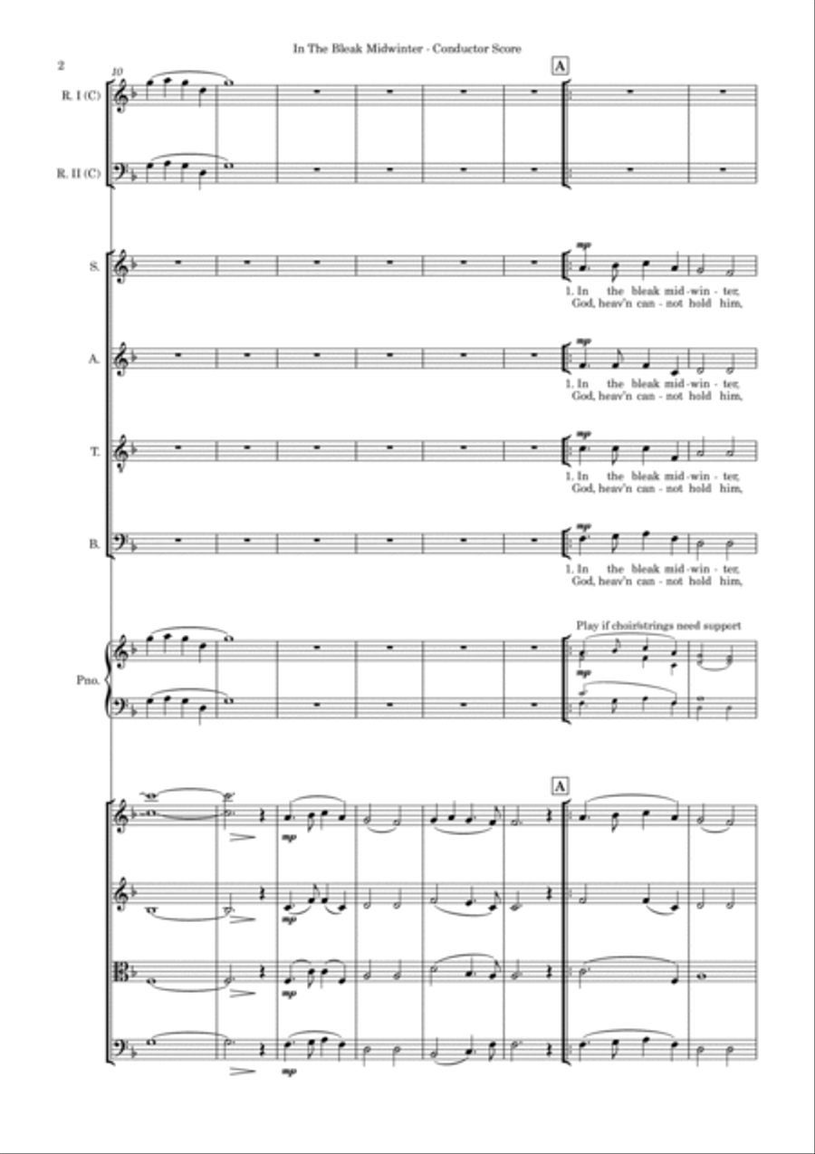 In The Bleak Midwinter – SATB, String 4tet and flexible woodwind – Score and parts SATB scores gallery preview page 2