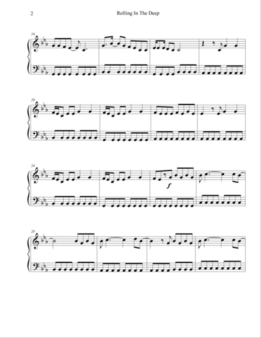 Rolling In The Deep Easy Piano scores gallery preview page 2