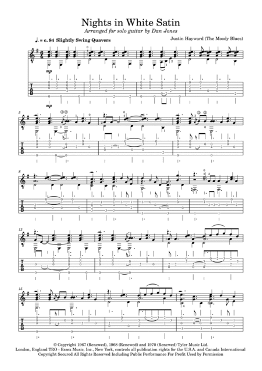 Nights In White Satin Guitar Tablature scores gallery preview page 2
