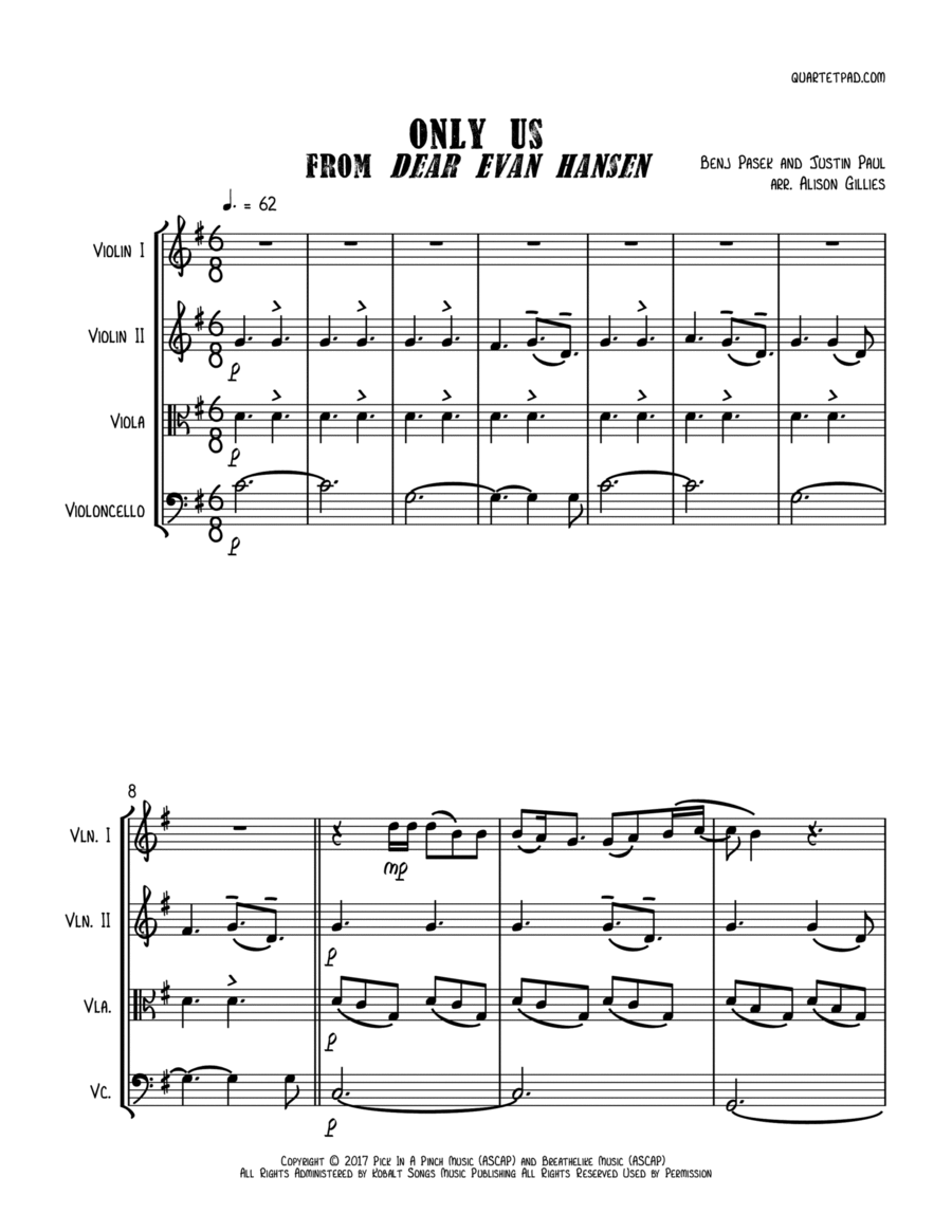 Only Us String Quartet scores gallery preview page 1