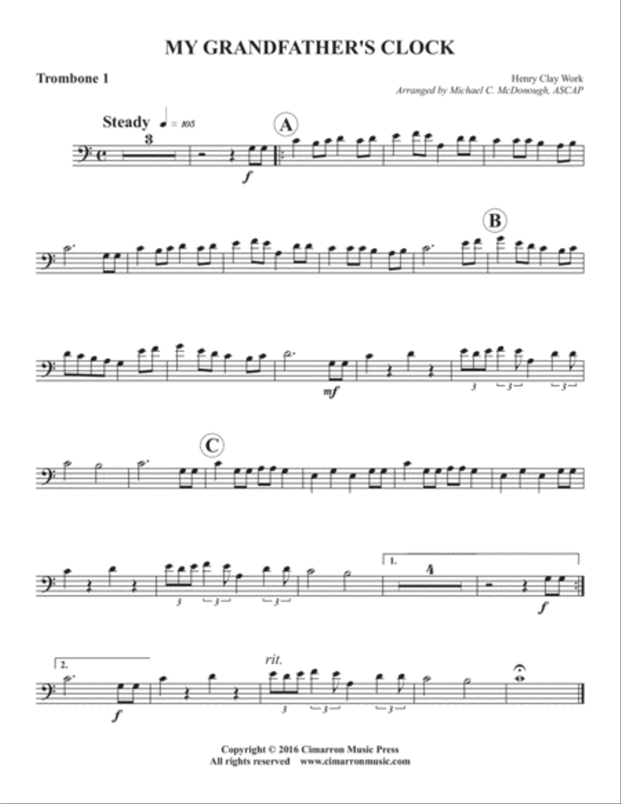My Grandfather's Clock My Grandfather's Clock Trombone Quartet scores gallery preview page 4