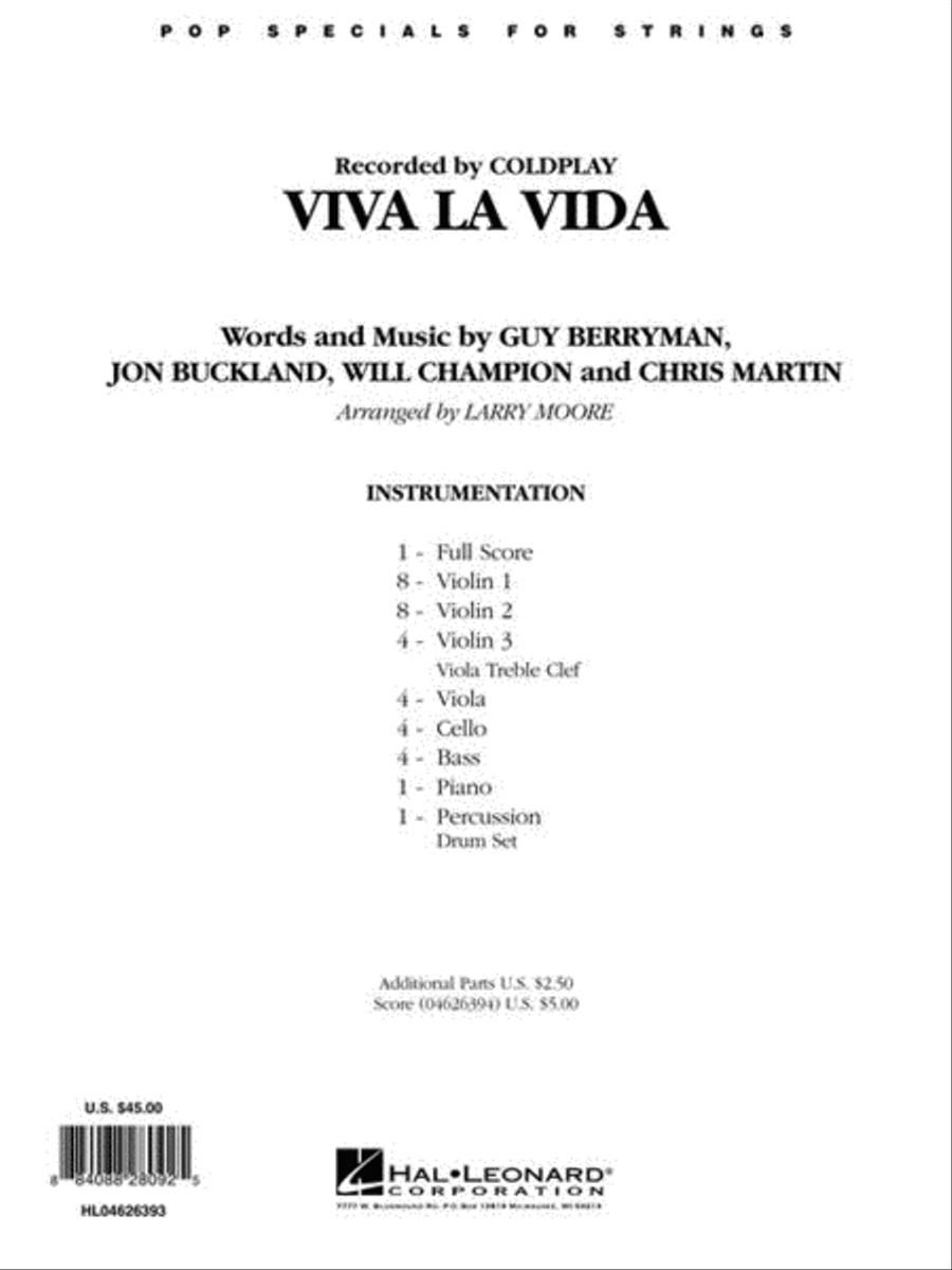 Viva La Vida String Orchestra scores gallery preview page 7