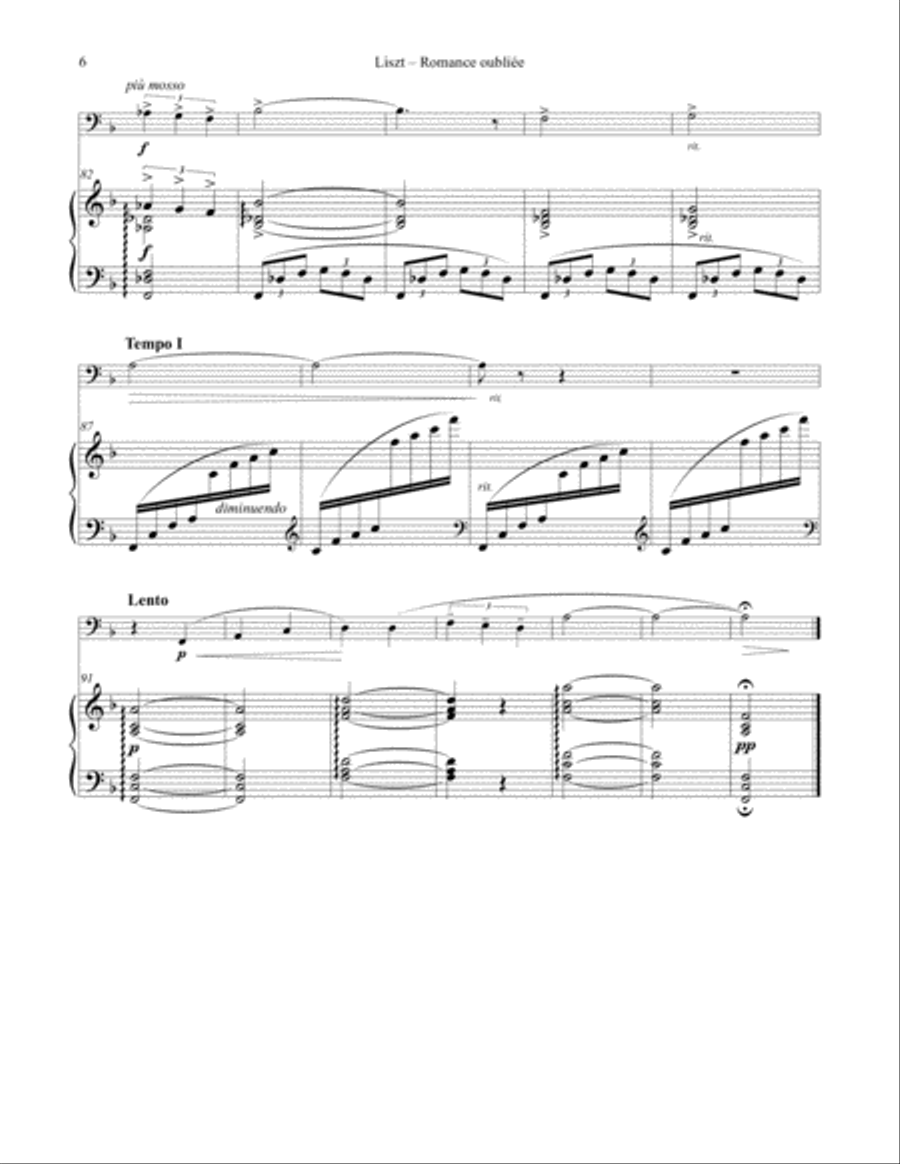 Romance oubliée (Forgotten Romance) for Tuba or Bass Trombone & Piano Bass Trombone scores gallery preview page 5