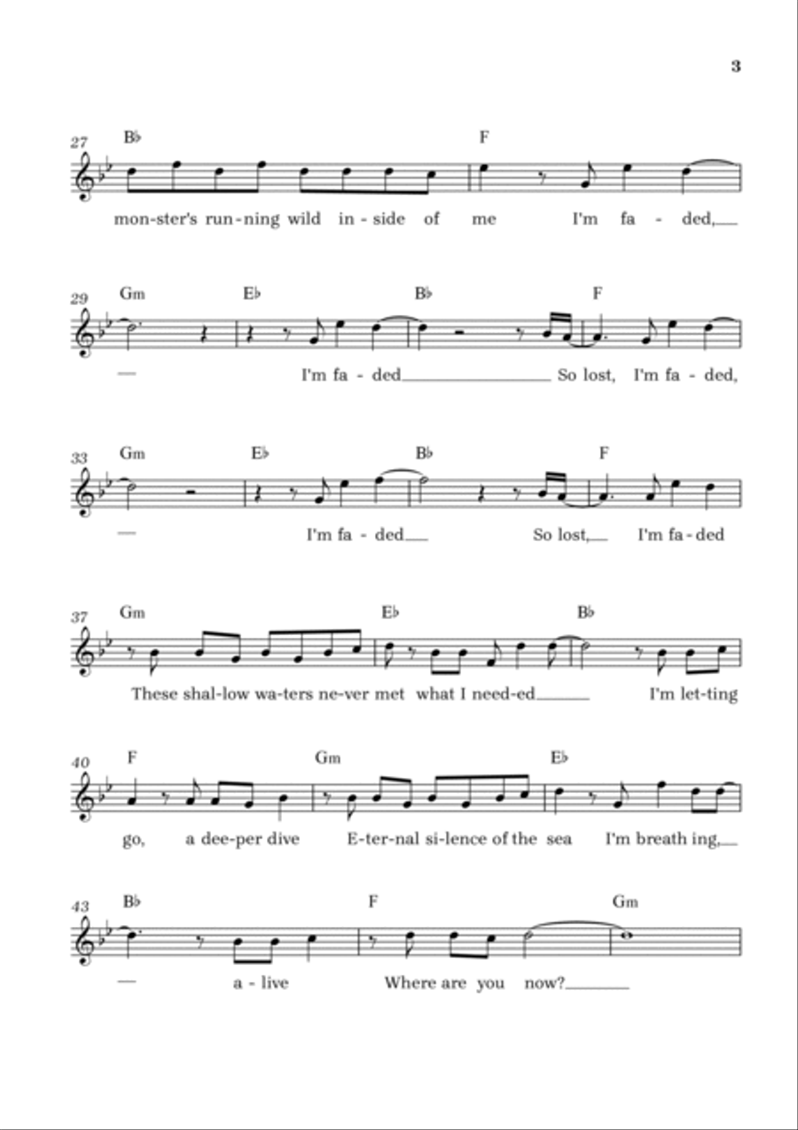 Faded Violin Solo scores gallery preview page 3