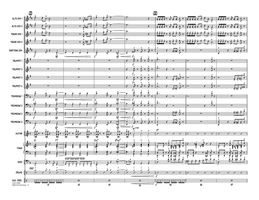 Walk The Dinosaur - Full Score Jazz Ensemble scores gallery preview page 5