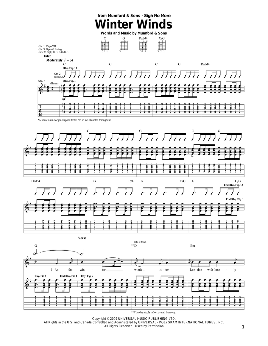 Winter Winds Acoustic Guitar scores gallery preview page 1