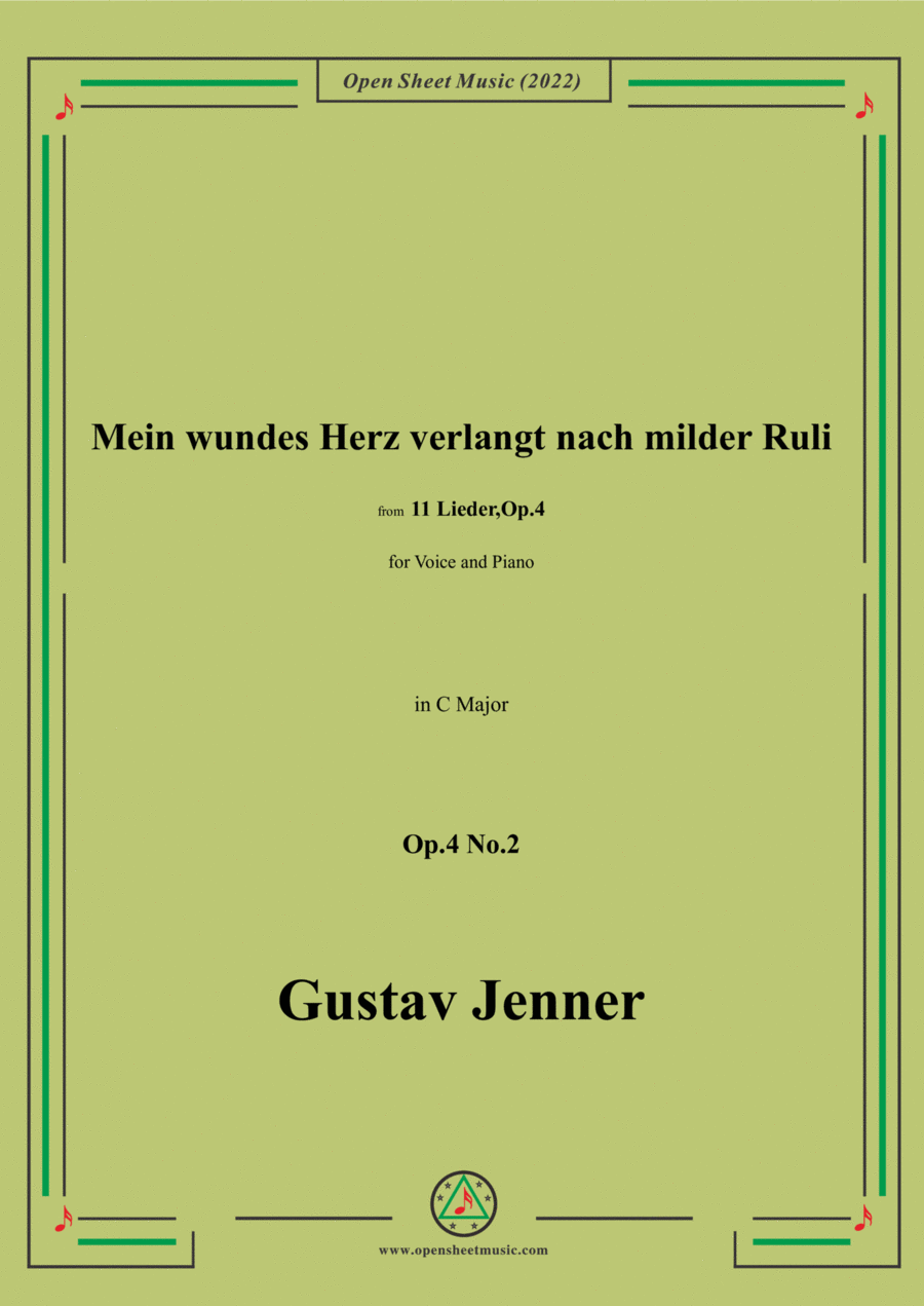 Jenner-Mein wundes Herz verlangt nach milder Ruli,in C Major,Op.4 No.2 Voice scores gallery preview page 1