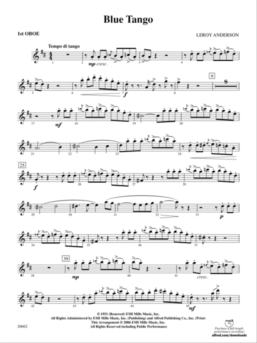 Blue Tango: Oboe Full Orchestra scores gallery preview page 1