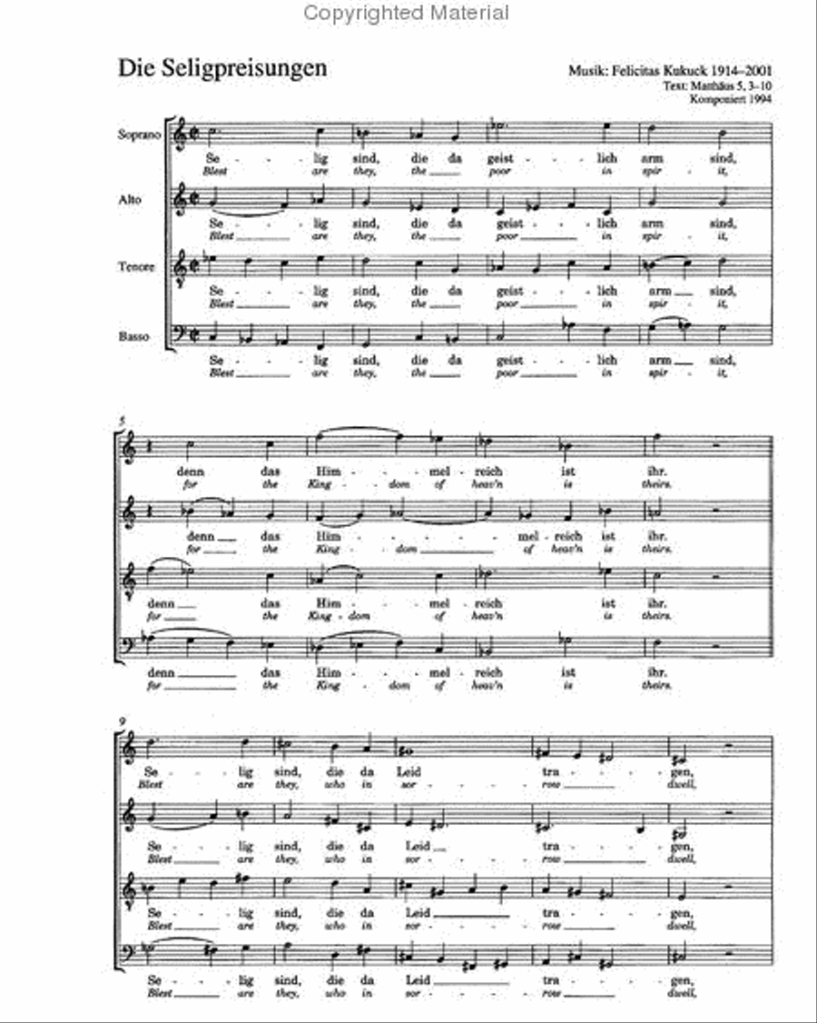 How blessed are the poorin spirit (Die Seligpreisungen) 4-Part scores gallery preview page 2