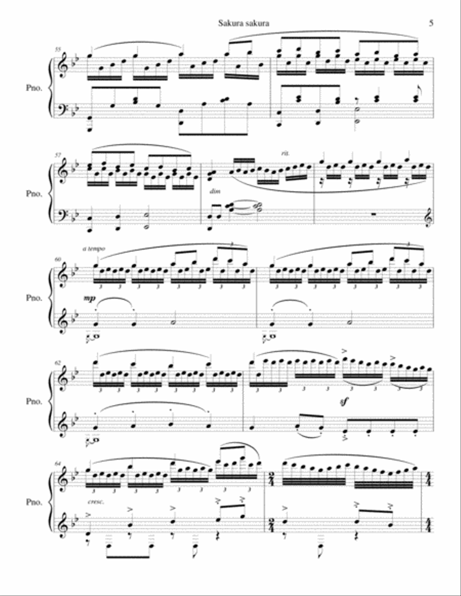 Sakura sakura - Piano Transcription Piano Solo scores gallery preview page 6