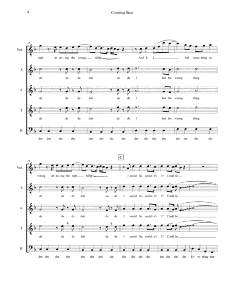 Counting Stars 4-Part scores gallery preview page 4