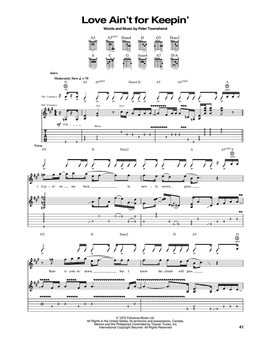 Love Ain't For Keepin' Love Ain't For Keepin' Acoustic Guitar scores gallery preview page 1