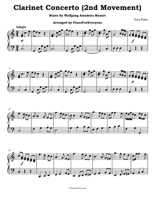 Clarinet Concerto (2nd Movement) - Mozart (Easy Piano)
