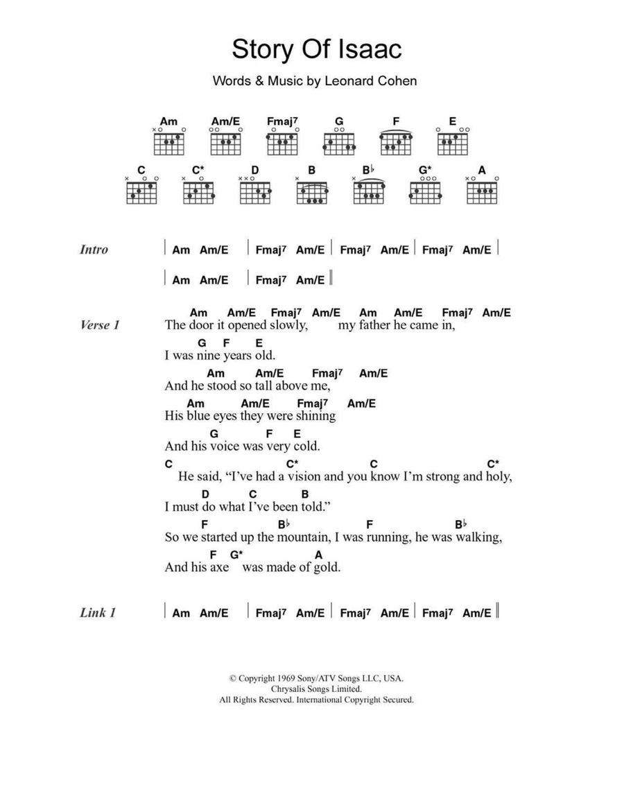 Story Of Isaac Easy Guitar scores gallery preview page 1