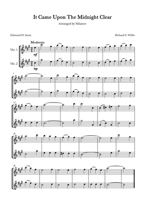It Came Upon The Midnight Clear Violin Duet in A Melody and accompaniment Easy Intermediate