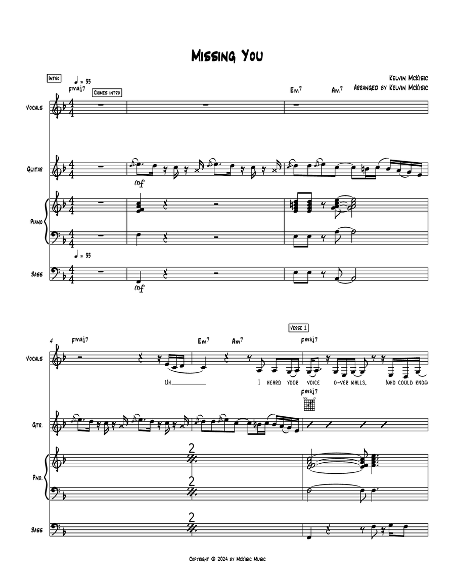 Missing You Jazz Ensemble scores gallery preview page 1