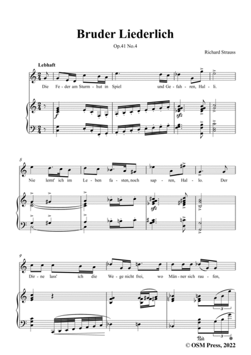 Richard Strauss-Bruder Liederlich,in C Major,Op.41 No.4,for Voice and Piano