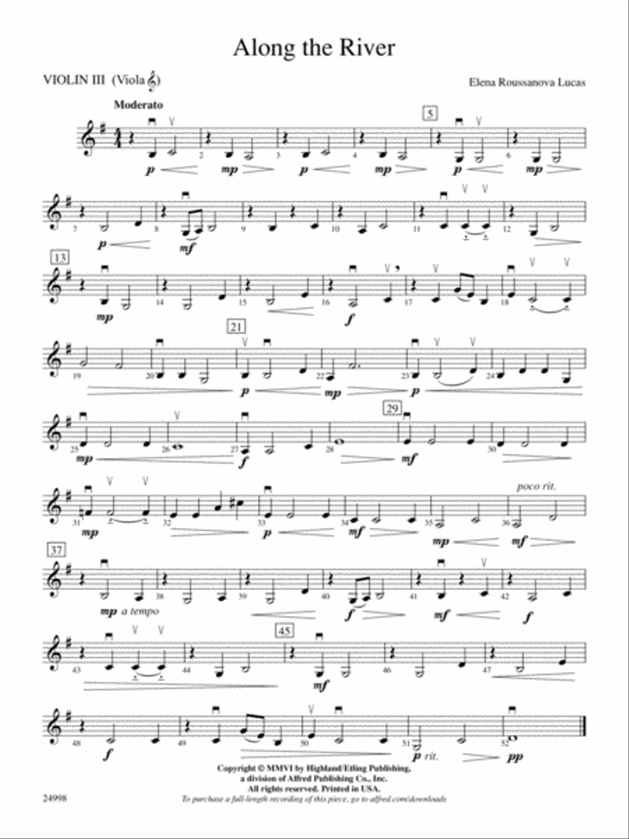 Along the River: 3rd Violin (Viola [TC]) String Orchestra scores gallery preview page 1