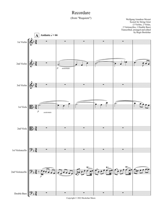 Recordare (from "Requiem") (F) (String Octet - 3 Violins, 2 Violas, 2 Cellos, 1 Bass)
