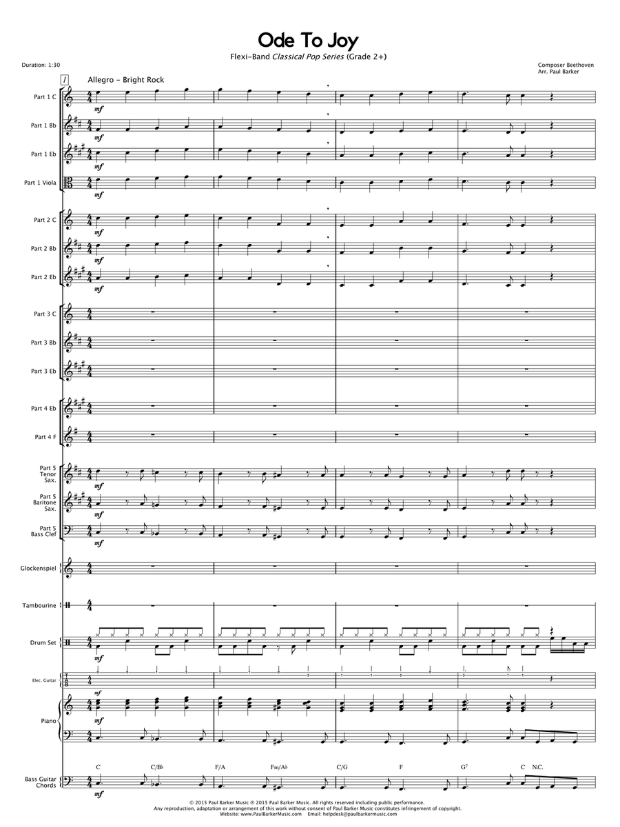 Ode To Joy (Flexible Instrumentation) Concert Band scores gallery preview page 3