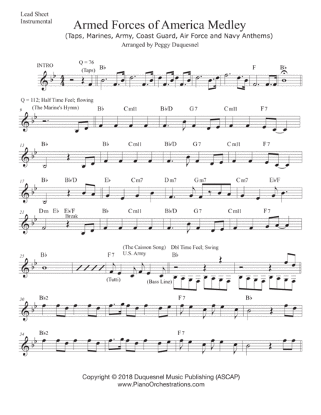Armed Forces of America Medley (Instrumental Lead Sheet - Key of Bb) image number null