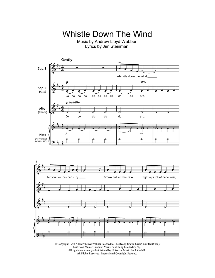 Whistle Down The Wind SSA scores gallery preview page 1