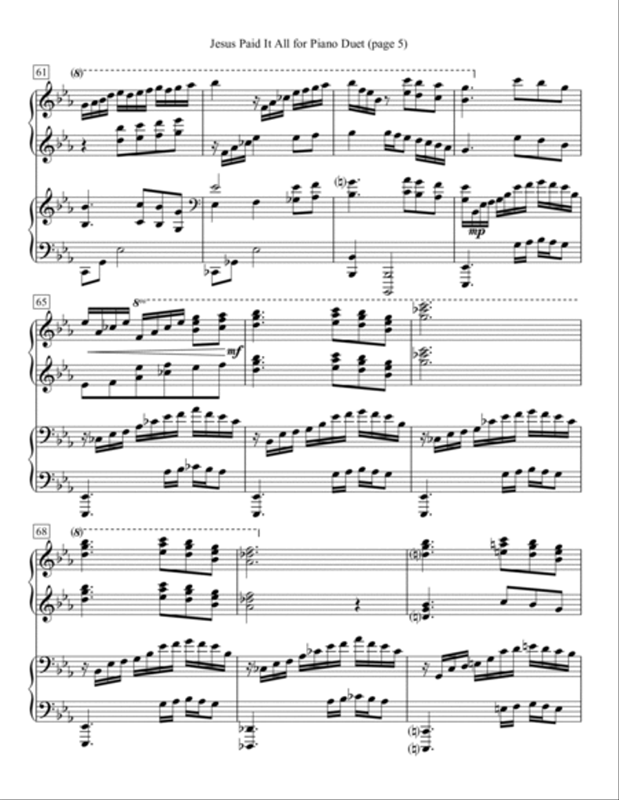 Jesus Paid It All for Piano Duet 1 Piano, 4-Hands scores gallery preview page 5