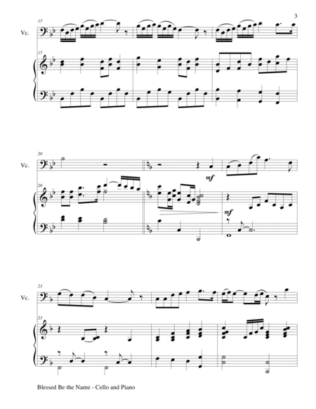 BLESSED BE THE NAME (Duet – Cello and Piano/Score and Parts) image number null