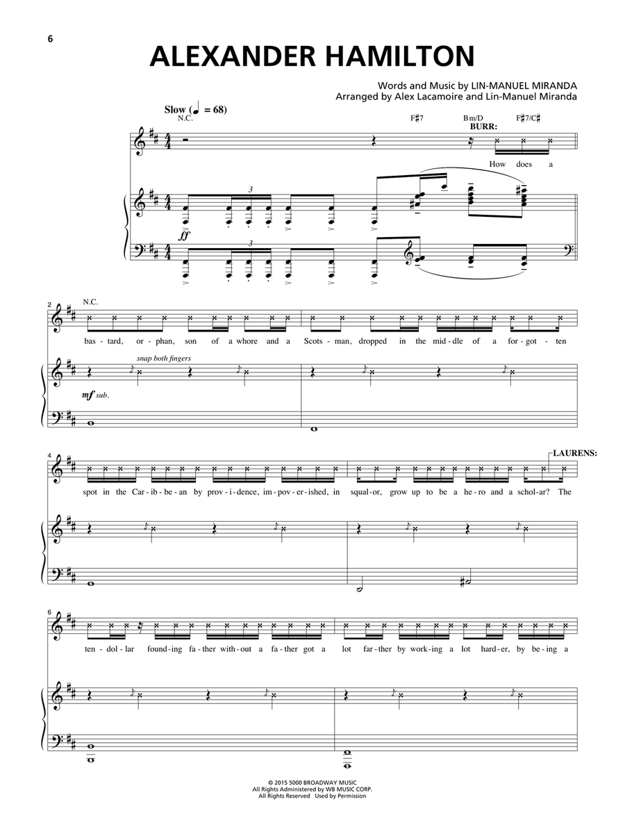 Alexander Hamilton (from Hamilton) Piano, Vocal scores gallery preview page 1