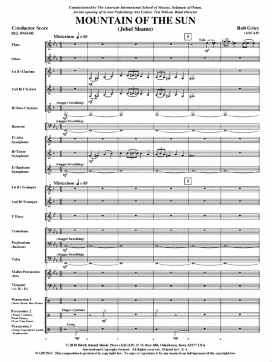 Mountain of the Sun Concert Band scores gallery preview page 2