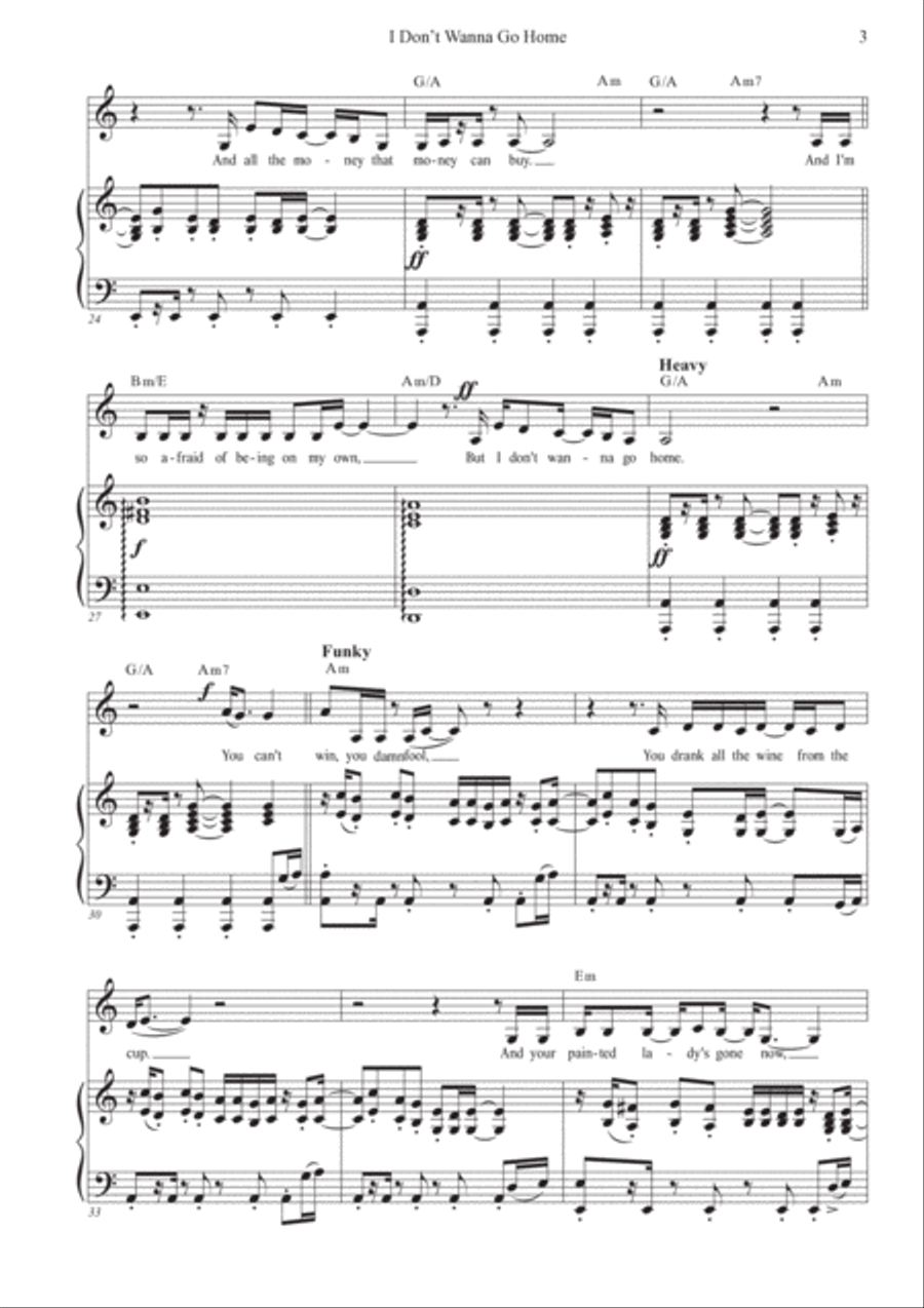 I Don't Wanna Go Home Piano, Vocal, Guitar scores gallery preview page 3